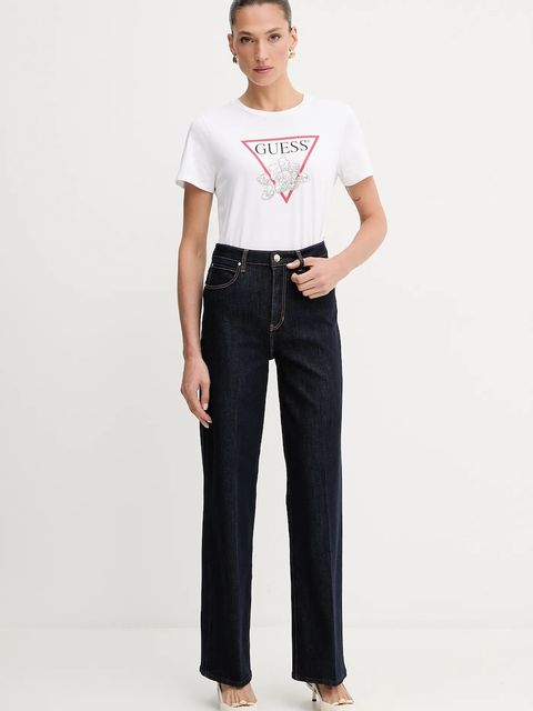 Guess t-shirt bawełniany damski kolor biały W5YI38 I3Z14