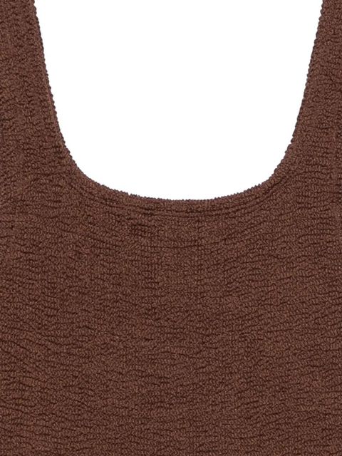 Hunza G crinkle-effect square-neck swimsuit - Brown