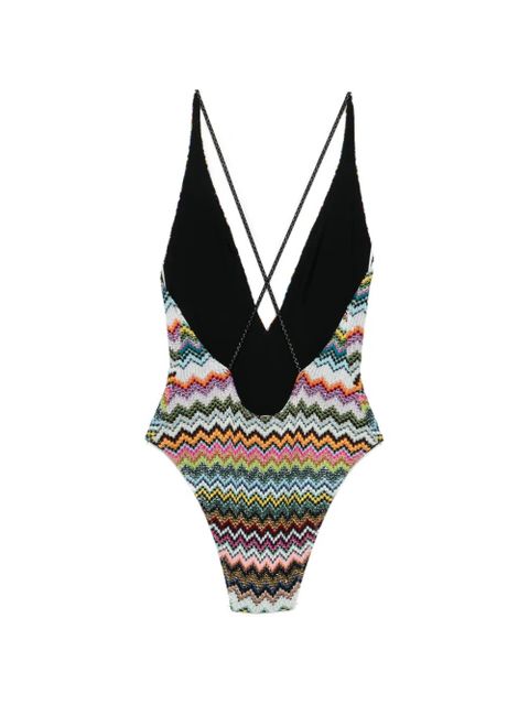Missoni chevron V-neck swimsuit - Black - zdjęcie produktu nr 2
