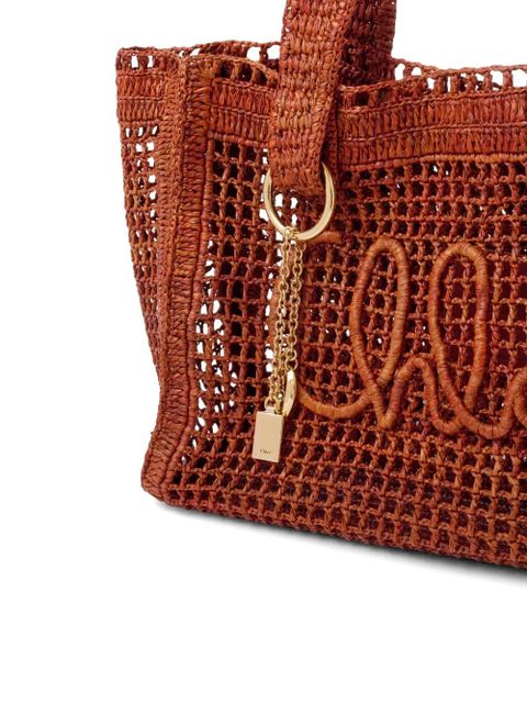 Chloé Summer Banana raffia east-west tote bag - Brown