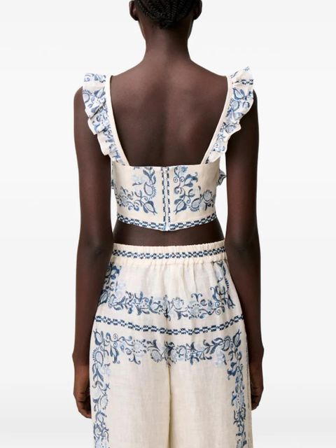 Claudie Pierlot floral-print ruffled top - Neutrals