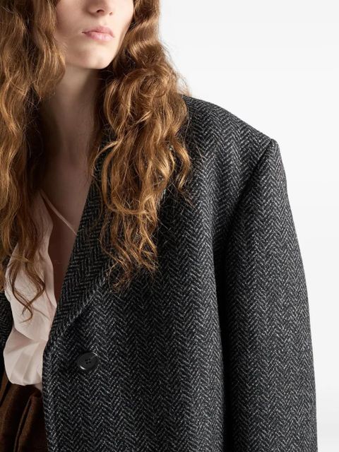 Prada herringbone notched-lapel coat - Grey