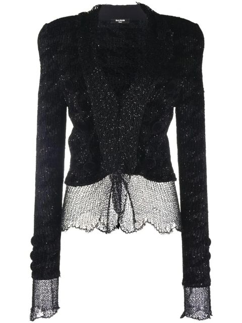 Balmain sheer tie-front knit jacket - Black - zdjęcie produktu nr 1