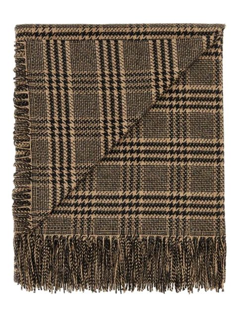Saint Laurent checked fringed scarf - Brown - zdjęcie produktu nr 2