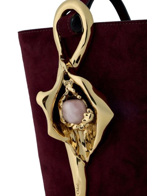 Chloé sculptural handle suede clutch bag - Red