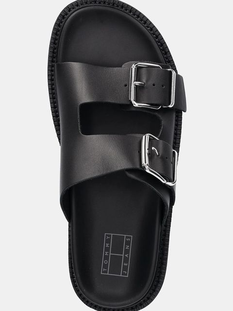 Tommy Jeans klapki skórzane DOUBLE STRAP SANDAL