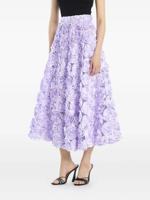 ROTATE BIRGER CHRISTENSEN rose-embellished midi skirt - Purple