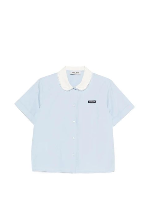 Miu Miu scalloped-collar short-sleeve shirt - Blue - zdjęcie produktu nr 1