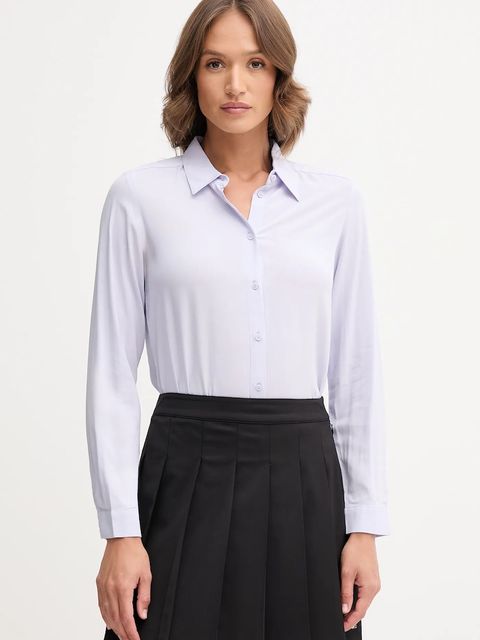 United Colors of Benetton koszula damska kolor fioletowy regular z kołnierzykiem klasycznym 5WPWDQ0B0 - zdjęcie produktu nr 1