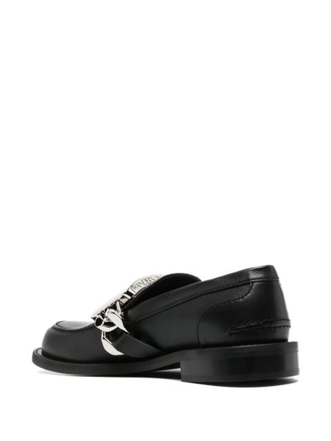 JW Anderson logo-engraved leather loafers - Black