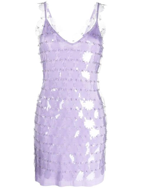 Rabanne sequinned V-neck mini dress - Purple - zdjęcie produktu nr 1