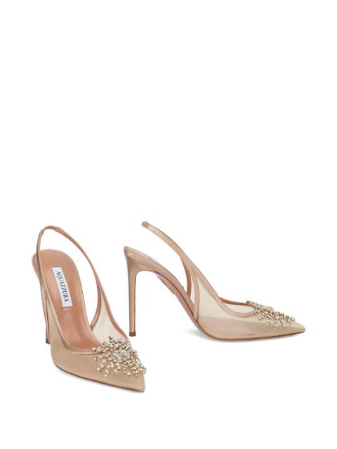 Aquazzura 105mm crystal-embellished heeled pumps - White - zdjęcie produktu nr 2