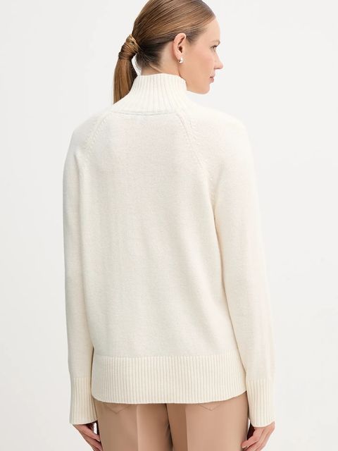 Tommy Hilfiger sweter z dodatkiem wełny damski kolor beżowy z półgolfem WW0WW46434