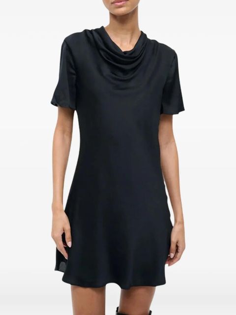 STAUD Iris cowl neck short sleeve dress - Black