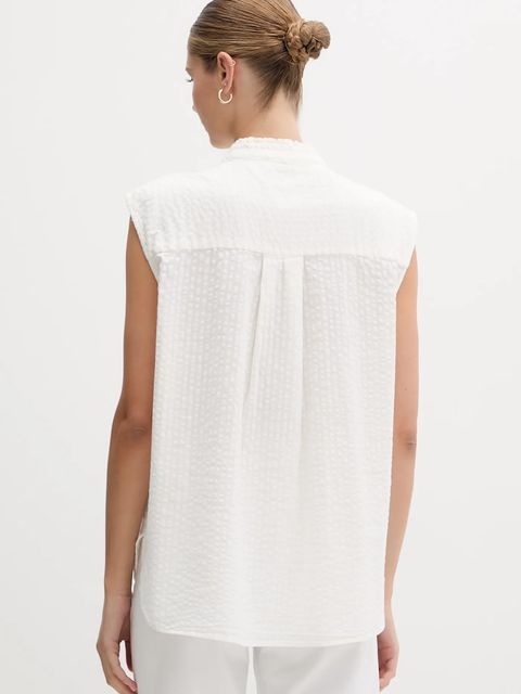 Tommy Hilfiger koszula bawełniana damska kolor beżowy regular ze stójką WW0WW46805