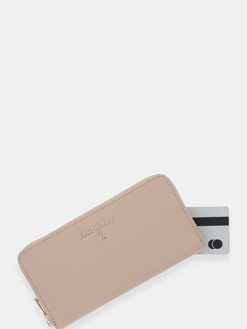 Patrizia Pepe portfel skórzany damski kolor beżowy CQ4879 L001