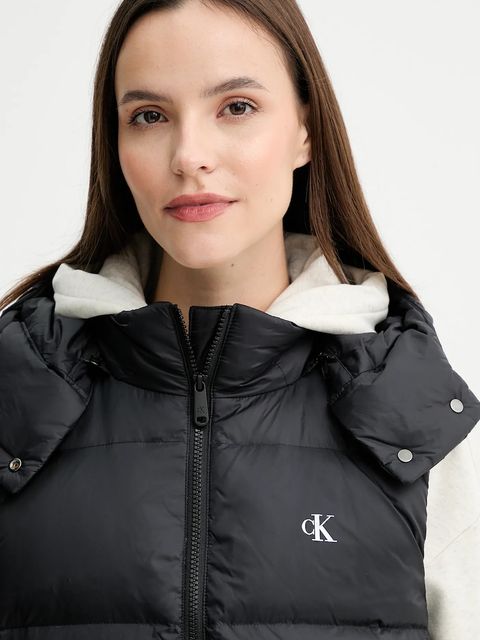 Calvin Klein Jeans bezrękawnik puchowy kolor czarny zimowy LV047D500G