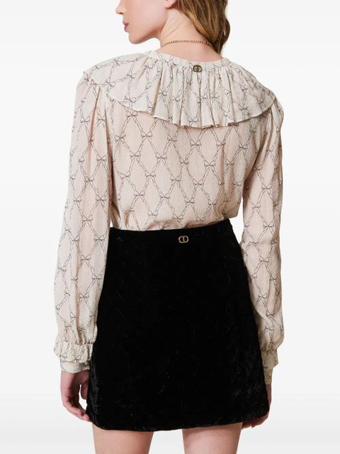 TWINSET logo-engraved mini skirt - Black