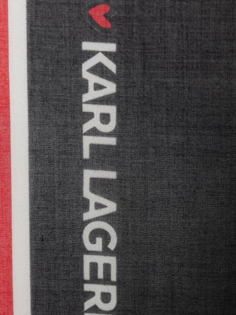 Karl Lagerfeld chusta z dodatkiem jedwabiu IKON VALENTINE damska kolor czarny wzorzysta B1W33106 - zdjęcie produktu nr 2