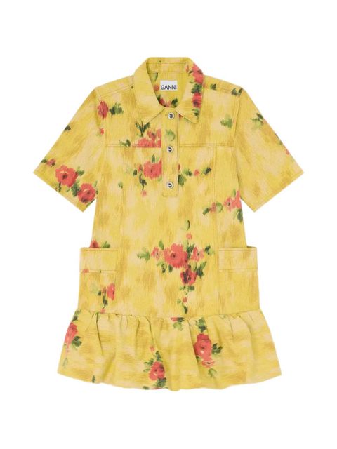 GANNI floral-print pocket mini dress - Yellow - zdjęcie produktu nr 1