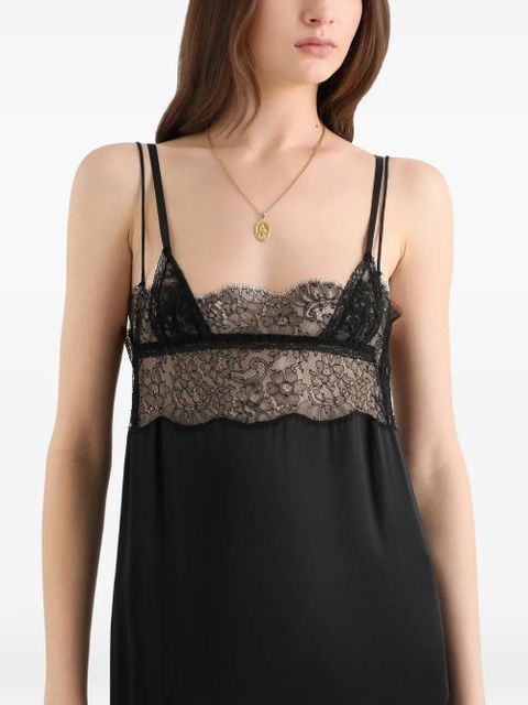 Dolce & Gabbana satin dress with lace bands - Black