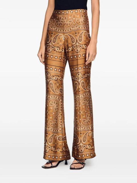 SANDRO Bandana-print floaty pants - Brown