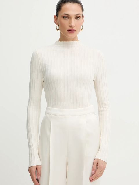 Morgan sweter damski kolor beżowy lekki z półgolfem MROYA - zdjęcie produktu nr 1