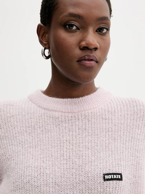 Rotate sweter z wełną damski kolor różowy lekki 114278191