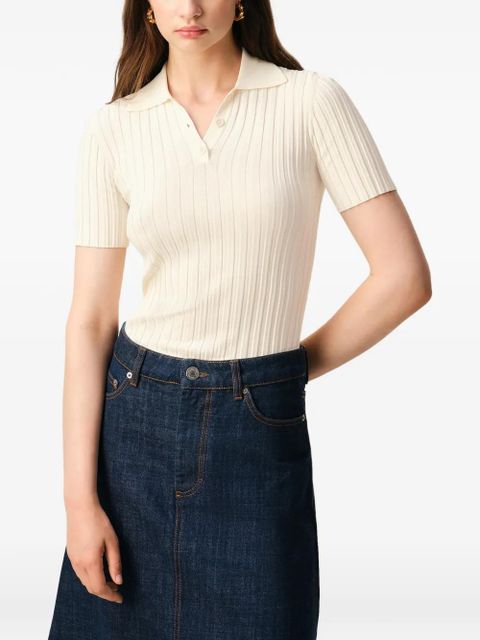 AMI Paris ribbed short-sleeves polo top - Neutrals
