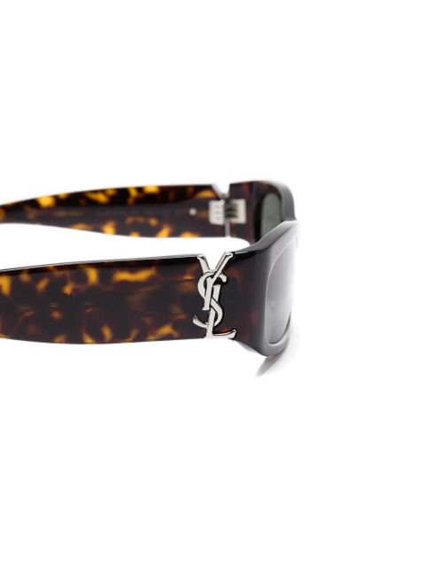 Saint Laurent Eyewear logo-plaque rectangle-frame sunglasses - Brown