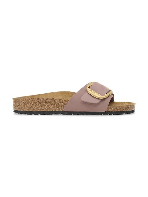 Birkenstock klapki nubukowe Madrid Big Buckle kolor fioletowy 1030542