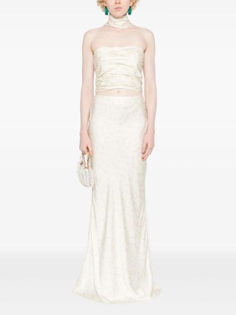 ROTATE BIRGER CHRISTENSEN scarf-detail printed top - Neutrals