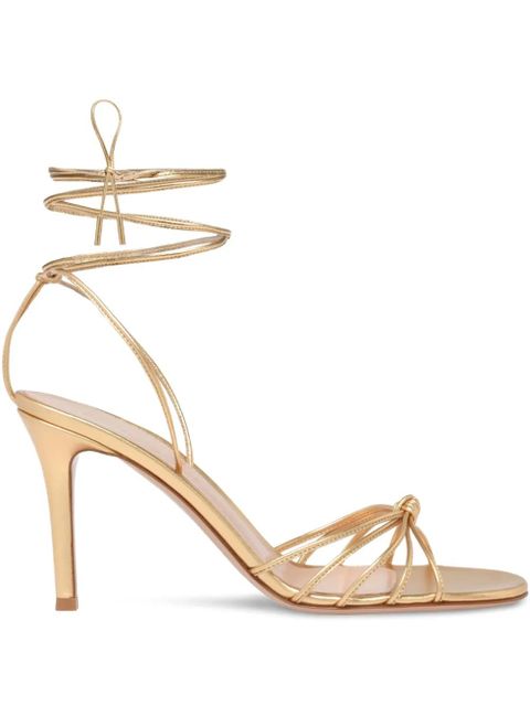 Gianvito Rossi knot-detail lace-up sandals - Gold - zdjęcie produktu nr 1