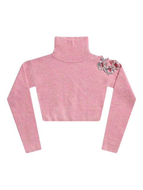 AREA crystal-cluster flower turtleneck sweater - Pink - zdjęcie produktu nr 1