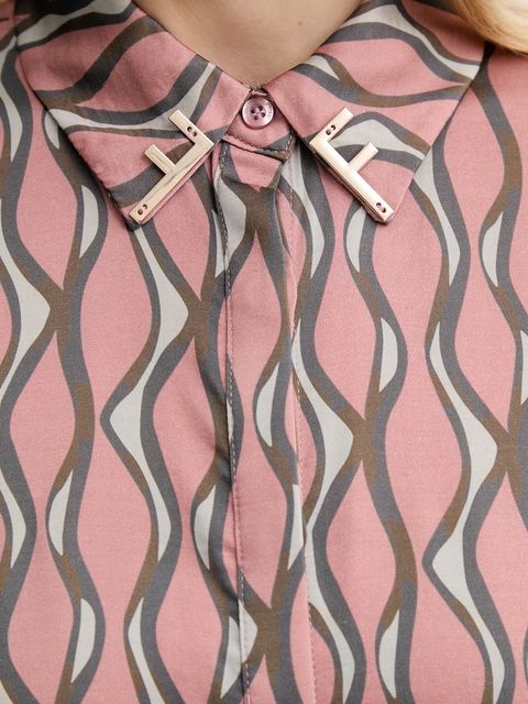 Fracomina koszula damska kolor różowy regular z kołnierzykiem klasycznym FS25WT6010W651K5