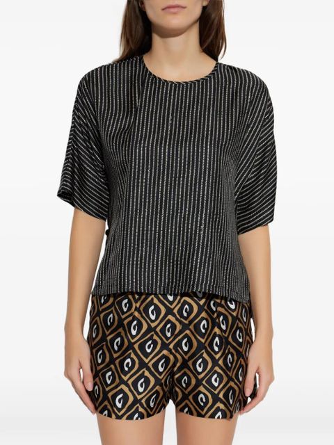 Max Mara striped drawstring top - Black