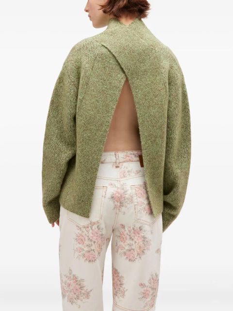 GANNI high-neck brushed pullover - Green