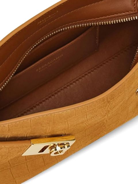 Ferragamo mini Hug embossed logo shoulder bag - Brown