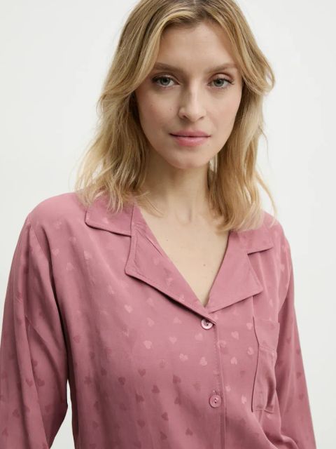 Answear.LAB piżama damska kolor różowy satynowa