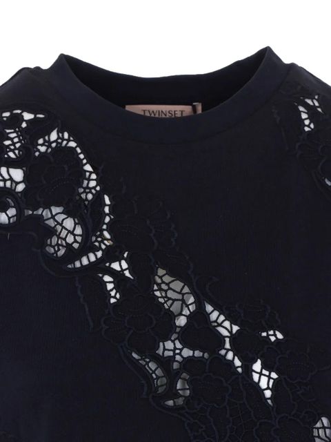 TWINSET sangallo floral-embroidered T-shirt - Blue