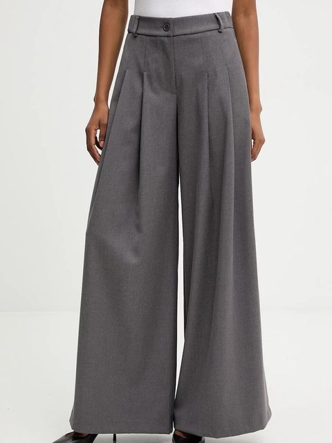 Answear.LAB spodnie damskie kolor szary szerokie high waist