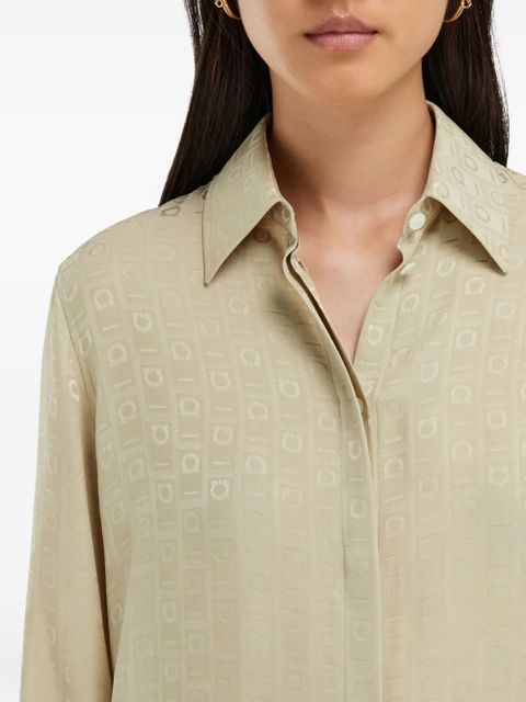 Ferragamo monogram silk shirt - Neutrals