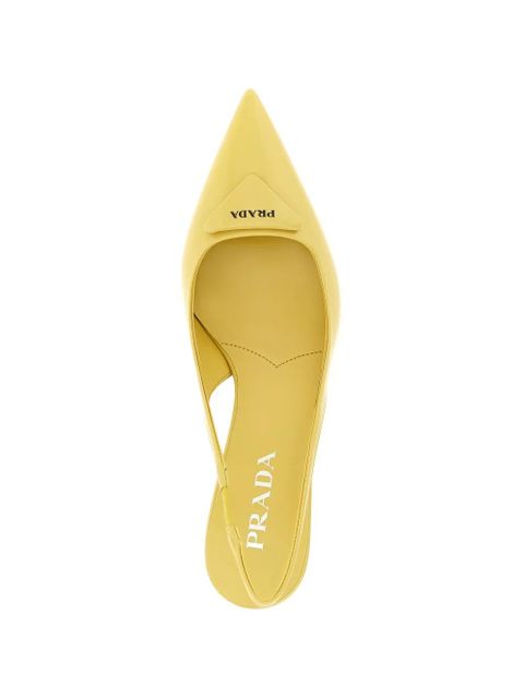 Prada triangle-logo slingback-strap pumps - Yellow