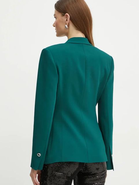 Pinko marynarka kolor zielony dwurzędowa gładka 103890 A21H