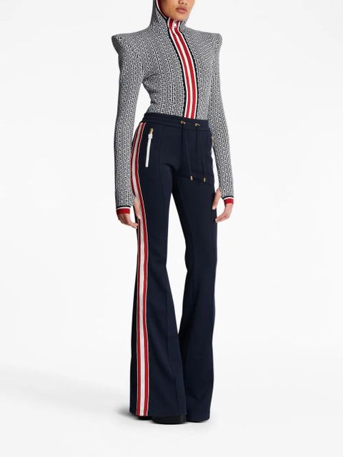 Balmain monogram-print hooded bodysuit - Blue