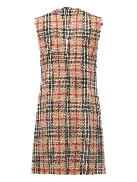 Burberry checked-pattern frayed midi dress - Neutrals - zdjęcie produktu nr 2