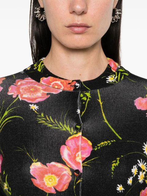 Balenciaga floral-print wool cardigan - Black