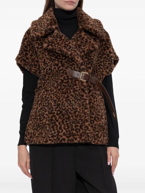Max Mara Newabavo belted-fastening animal-pattern jacket - Brown