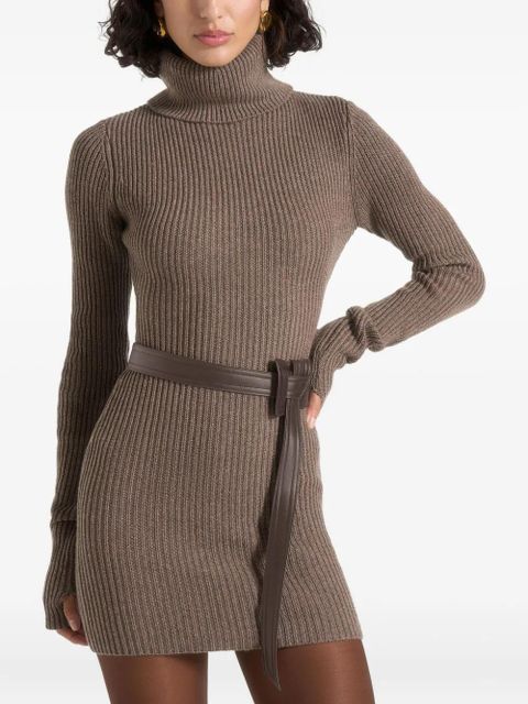 Manière De Voir Kalia turtleneck belted knitted mini dress - Brown - zdjęcie produktu nr 1