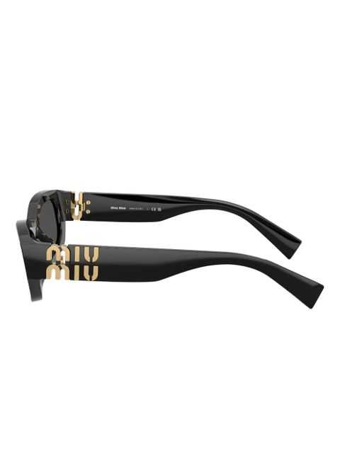 Miu Miu Eyewear geometric-frame logo-detail sunglasses - Black